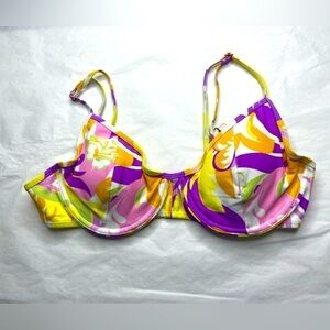 BCBG Generation Multi Color Floral Bikini Top Large with Underwire